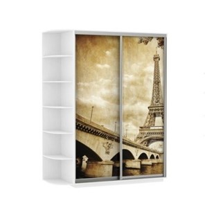 Шкаф 2-х дверный Экспресс 1700x600x2400, со стеллажом, Париж/белый снег в Кемерово