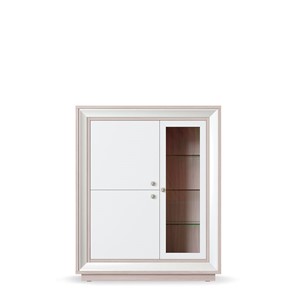 шкаф 3-х дверный (1 стеклодверь) низкий Прато 1179, Ясень светлый \ жемчуг в Кемерово