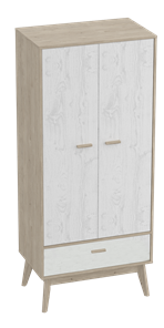 Шкаф для одежды Калгари, Дуб натуральный светлый/Белый матовый в Кемерово
