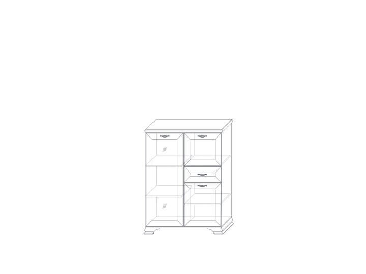 Низкий шкаф (1 стеклодверь) Сиена, Бодега белый / патина золото в Кемерово - изображение 1
