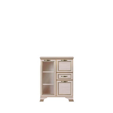 Низкий шкаф (1 стеклодверь) Сиена, Бодега белый / патина золото в Кемерово - изображение