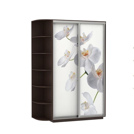 Шкаф 2-х дверный Экспресс 1500x600x2200, со стеллажом, Орхидея белая/венге в Кемерово - изображение