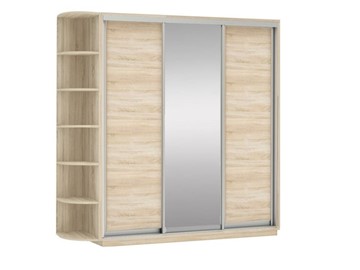 Шкаф 3-х дверный Экспресс (ДСП/Зеркало/ДСП) со стеллажом, 2400х600х2200, дуб сонома в Кемерово