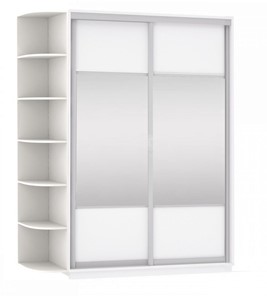 Шкаф 2-дверный Экспресс (Комби), со стеллажом 1500x600x2400, белый снег в Кемерово