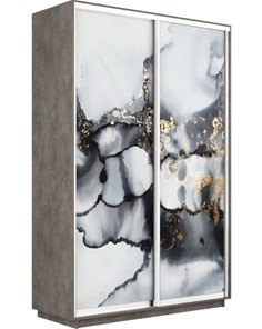 Шкаф 2-х дверный Экспресс 1400x450x2400, Абстракция серая/бетон в Кемерово - предосмотр