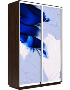 Шкаф 2-х дверный Экспресс 1600x450x2200, Абстракция бело-голубая/венге в Кемерово
