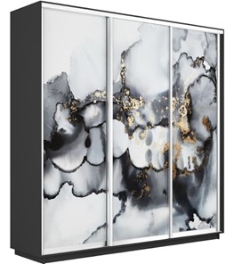 Шкаф 3-створчатый Экспресс 1800х450х2400, Абстракция серая/серый диамант в Кемерово