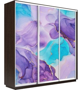 Шкаф 3-створчатый Экспресс 2100х600х2200, Абстракция фиолетовая/венге в Кемерово
