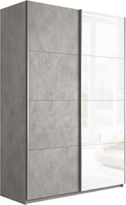 Шкаф Прайм (ДСП/Белое стекло) 1600x570x2300, бетон в Кемерово - предосмотр
