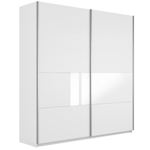 Шкаф 2-створчатый Широкий Прайм (ДСП / Белое стекло) 2200x570x2300, Белый снег в Кемерово