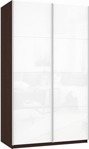Шкаф 2-х дверный Прайм (Белое стекло/Белое стекло) 1600x570x2300, венге в Кемерово