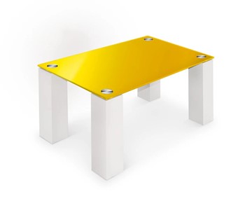 Журнальный столик Колизей-8, белый/желтое стекло в Кемерово