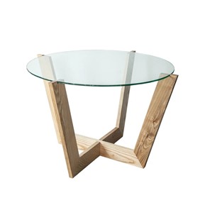 Круглый столик Оникс-10, Натуральный массив/Прозрачное стекло в Кемерово - предосмотр