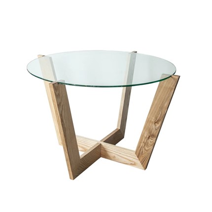 Круглый столик Оникс-10, Натуральный массив/Прозрачное стекло в Кемерово - изображение