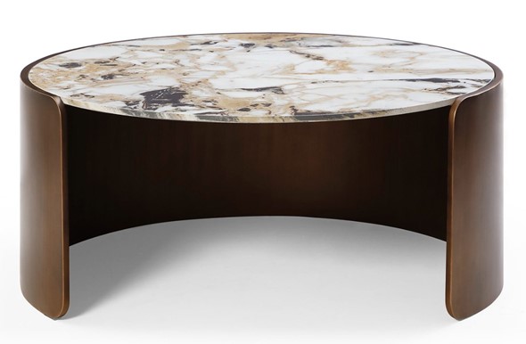 Круглый стол CT3095CL (D90) белая керамика /бронзовый в Кемерово - изображение