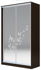 Шкаф 2-х створчатый 2300х1682х420 два зеркала, "Бабочки" ХИТ 23-4-17-66-05 Венге Аруба в Кемерово - предосмотр