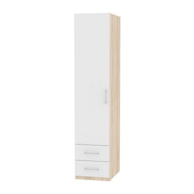 Шкаф одностворчатый Риал (H20) 198х45х45 ручка рейлинг, Белый/ДСС в Кемерово - изображение