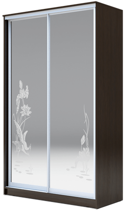Шкаф 2400х1362х620 два зеркала, "Цапли" ХИТ 24-14-66-01 Венге Аруба в Кемерово - изображение