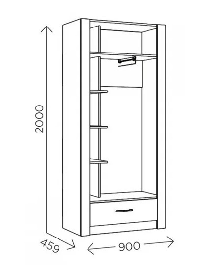 Шкаф гардеробный Ева 5 М1 дуб ирландский/белый матовый в Кемерово - изображение 2