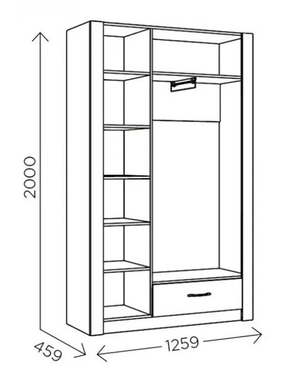 Шкаф гардеробный Ева 5 М2 дуб ирландский/белый матовый в Кемерово - изображение 2