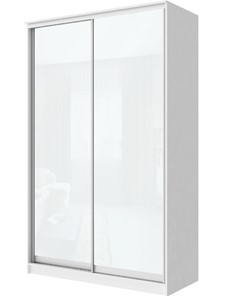 Шкаф 2-х створчатый Хит-22-14-22 с цветным стеклом, белое №10, Белый корпус в Кемерово
