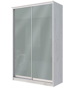 Шкаф 2-х дверный Хит-22-12-22 с цветным стеклом, средне-серый 074, Дуб крафт белый в Кемерово