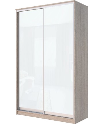 Шкаф 2-х дверный Хит-22-4-12/2-22 с цветным стеклом, белое №10, Дуб сонома в Кемерово - изображение