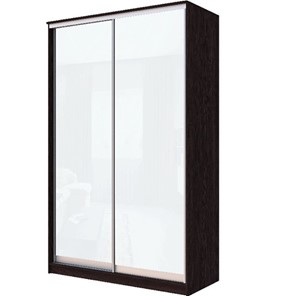 Шкаф 2-х створчатый Хит-22-4-14-22 с цветным стеклом, белое №10, Венге в Кемерово