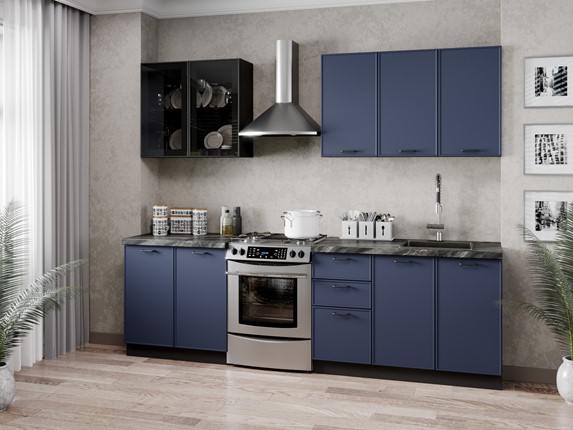 Гарнитур кухонный 2600 Индиго, Черный/Темно-синий в Кемерово - изображение