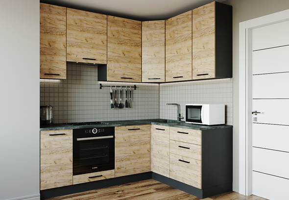 Кухонный угловой гарнитур Крафт-2200х1600 в Кемерово - изображение