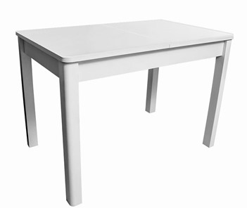Обеденный раздвижной стол Айсберг-07 СТ1, белое ЛДСП/стекло белое/прямые массив белый в Кемерово
