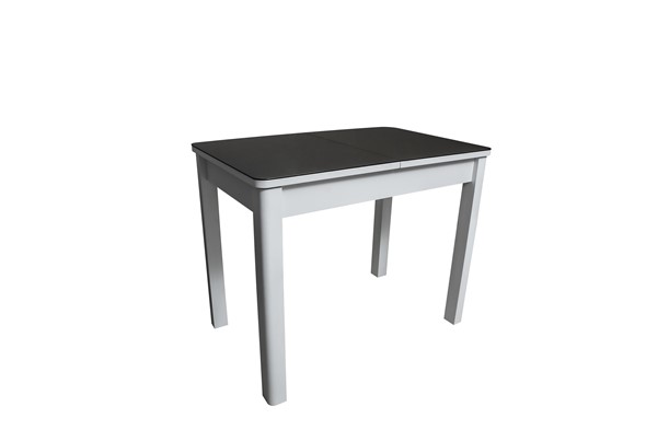 Кухонный раздвижной стол Айсберг-2СТ белое/черное/прямые массив в Кемерово - изображение
