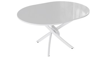 Кухонный раздвижной стол Diamond тип 3 (Белый муар/Белый глянец) в Кемерово - предосмотр 1