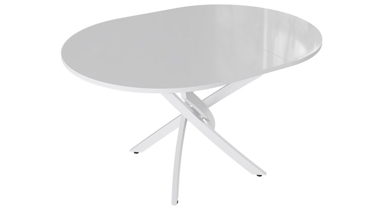 Кухонный раздвижной стол Diamond тип 3 (Белый муар/Белый глянец) в Кемерово - изображение 1