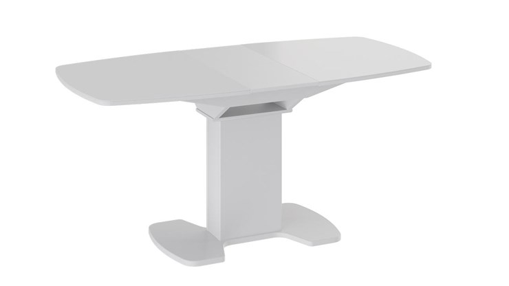 Обеденный раздвижной стол Портофино (СМ(ТД)-105.02.11(1)), цвет Белый глянец/Стекло белое в Кемерово - изображение 1