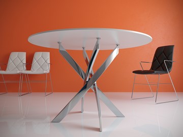 Стол обеденный Kenner R1000 (Хром/Стекло белое глянец) в Кемерово - предосмотр 1