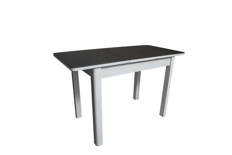 Кухонный раздвижной стол Айсберг-2СТ белое/черное/прямые массив в Кемерово - изображение 1