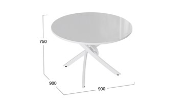 Обеденный стол Diamond тип 2 (Белый муар/Белый глянец) в Кемерово - предосмотр 1