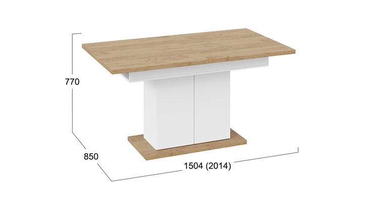 Кухонный стол раздвижной Детройт тип 1 (Белый/Дуб Крафт золотой) в Кемерово - изображение 7