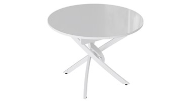 Кухонный раздвижной стол Diamond тип 3 (Белый муар/Белый глянец) в Кемерово - предосмотр