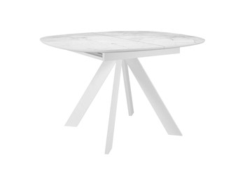 Стол обеденный раскладной DikLine BK100 Керамика Белый мрамор/подстолье белое/опоры белые в Кемерово