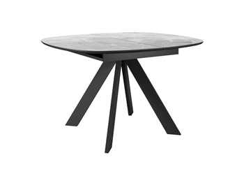 Кухонный раздвижной стол DikLine BK100 Керамика Серый мрамор/подстолье черное/опоры черные в Кемерово - предосмотр