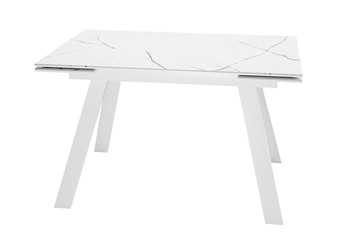 Кухонный раскладной стол DikLine DKL140 Керамика Белый мрамор/опоры белые (2 уп.) в Кемерово