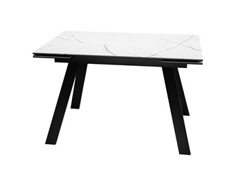 Раздвижной стол DikLine DKL140 Керамика Белый мрамор/опоры черные (2 уп.) в Кемерово