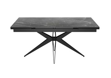 Кухонный стол раздвижной DikLine KW160 мрамор С45 (керамика черная)/опоры черные в Кемерово - предосмотр