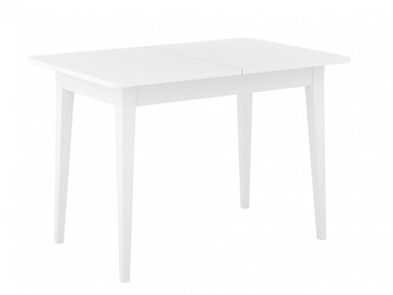 Кухонный стол раздвижной Dikline M110 Белый/стекло белое сатин/ножки MM белые в Кемерово