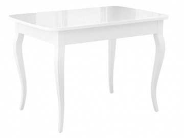Обеденный раздвижной стол Dikline M120 Белый/стекло белое глянец/ножки MC белые в Кемерово