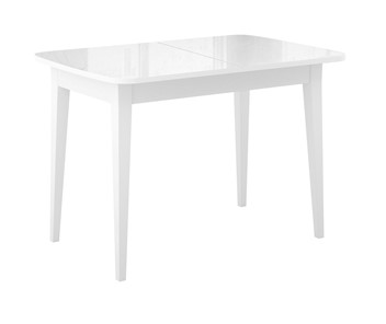 Кухонный стол раскладной Dikline M120 Белый/стекло белое глянец/ножки MM белые в Кемерово
