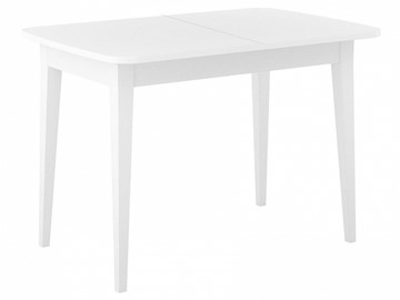 Обеденный раздвижной стол Dikline M120 Белый/стекло белое сатин/ножки MM белые в Кемерово