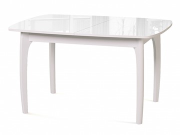 Обеденный раздвижной стол Dikline M20 стекло белое/ножки белые в Кемерово - предосмотр